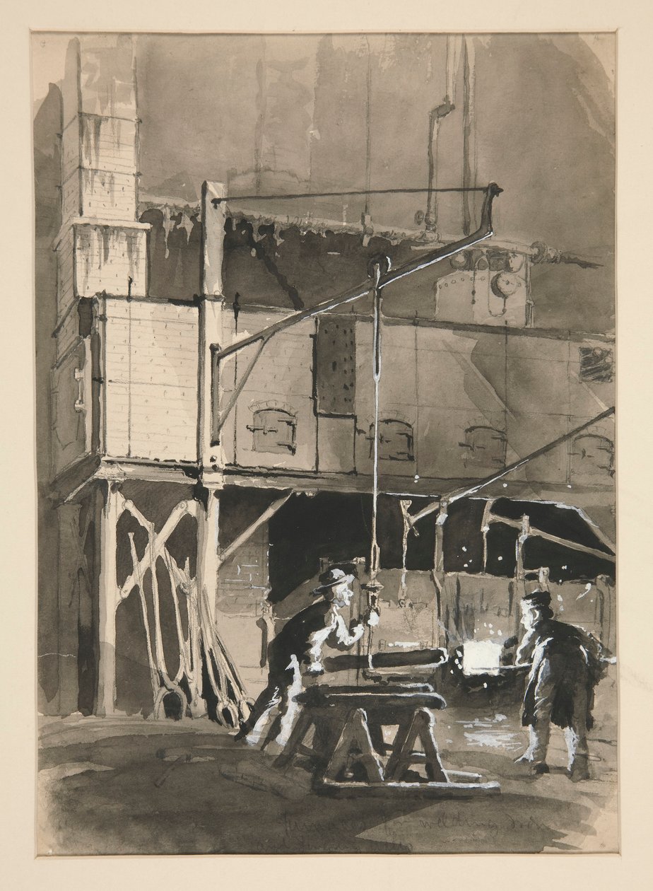 Fabrika çalışması: Demir eritme fırını by Edwin Austin Abbey