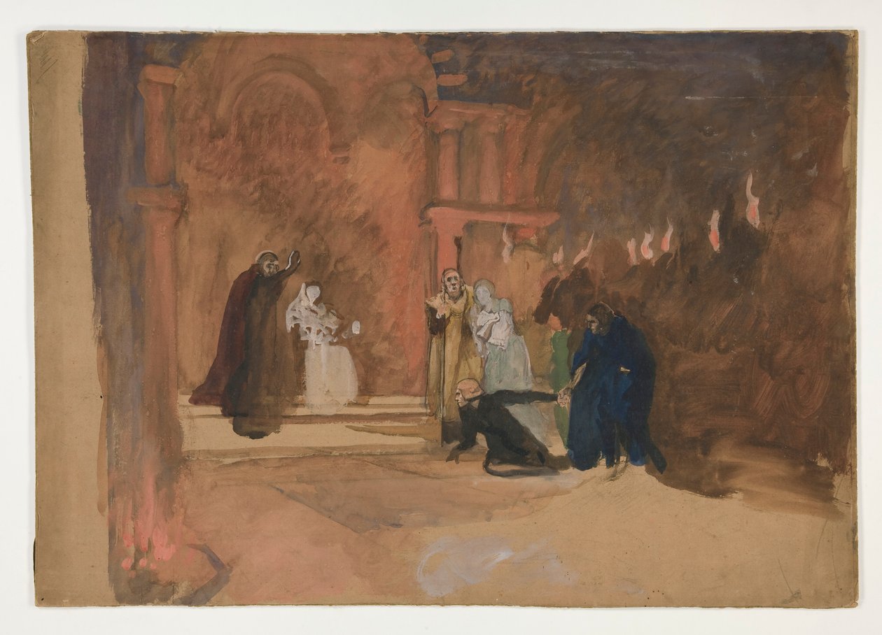 Figür sahnesi. Hamlet mi? by Edwin Austin Abbey