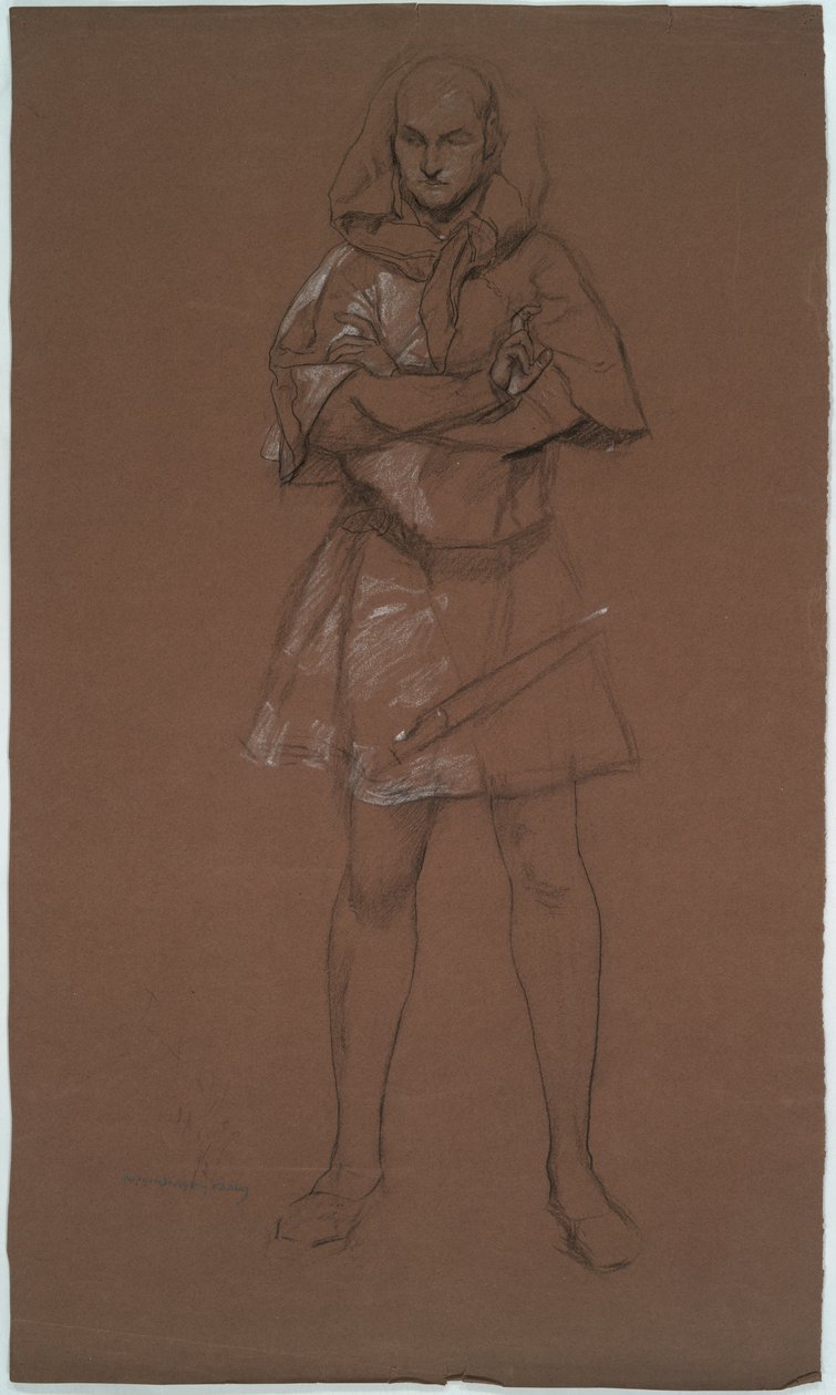 Şekil çalışması. Ortaçağ kostümlü adam. Muhtemelen bir çalışma by Edwin Austin Abbey