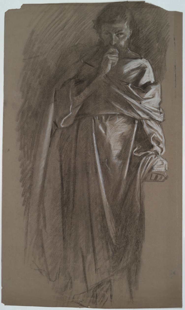 Figür çalışması, elbise tutan adam by Edwin Austin Abbey