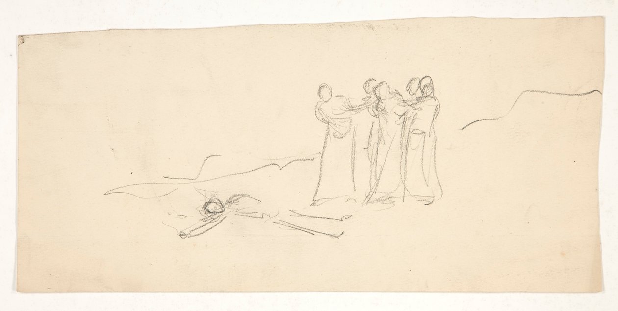 Figürler, tanımlanamayan bir Shakespeare oyunu için eskiz by Edwin Austin Abbey