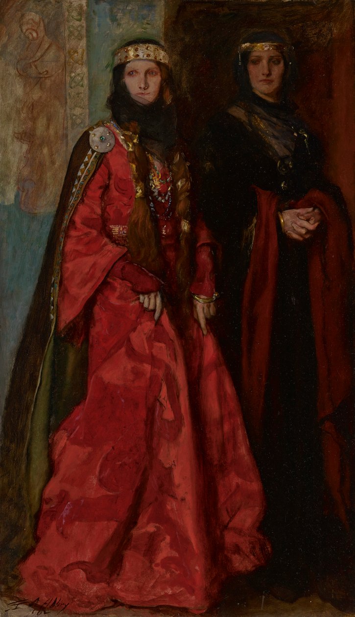 Goneril ve Regan, Kral Lear, I. Perde, I. Sahne by Edwin Austin Abbey