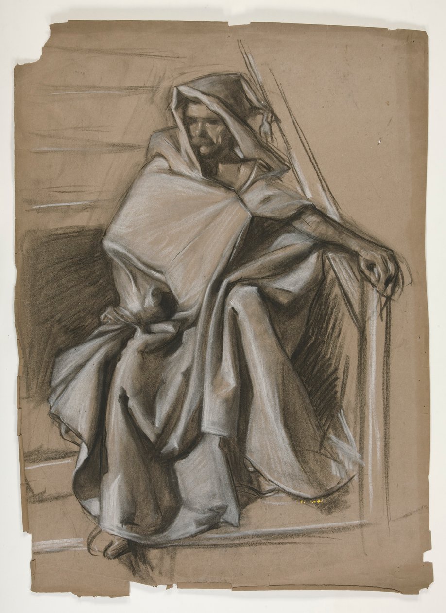 Kutsal Kase Serisi. Hodded figür çalışması. by Edwin Austin Abbey