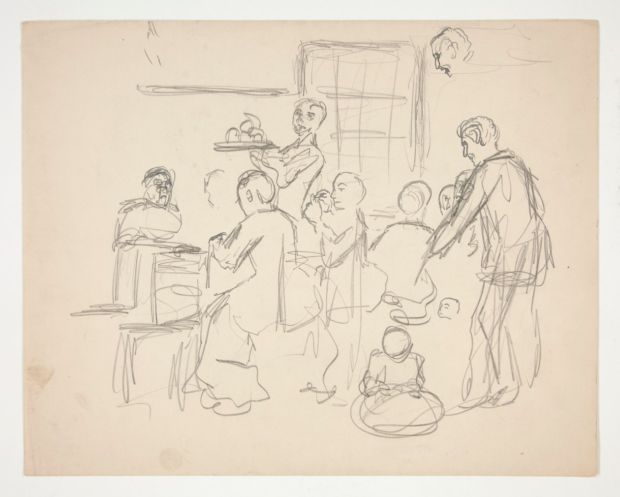İç restoran sahnesi(?) - tanımlanamayan resim by Edwin Austin Abbey