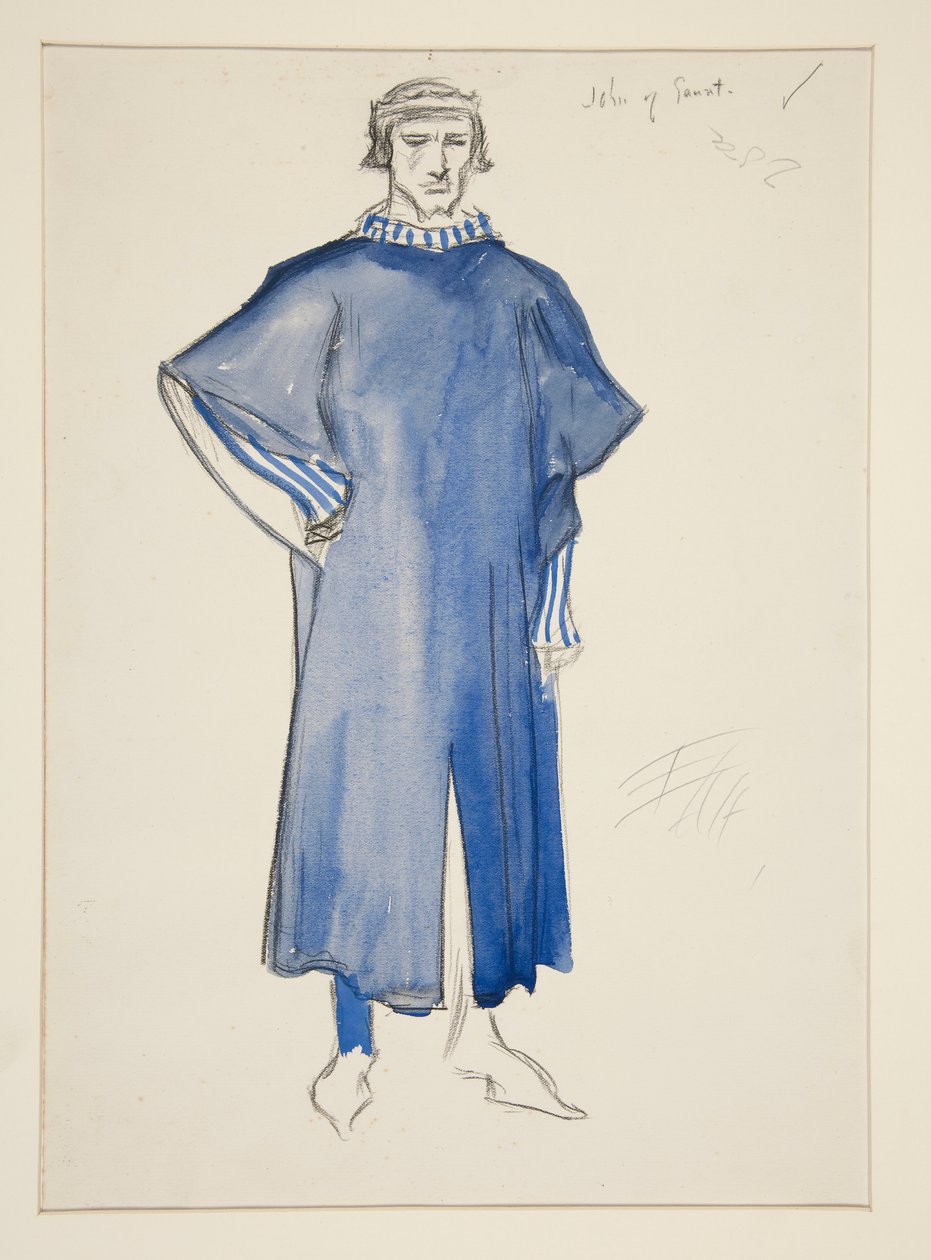John of Gaunt, Henry Irving için kostüm çizimi by Edwin Austin Abbey