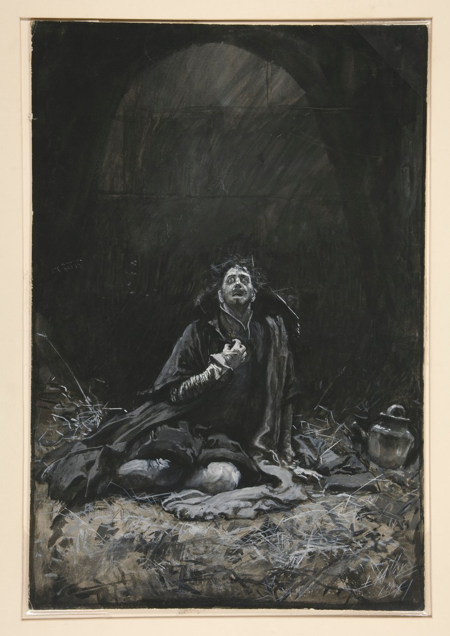 Zindandaki Malvolio, III. Perde, Sahne iv, On İkinci Gece için çizim by Edwin Austin Abbey