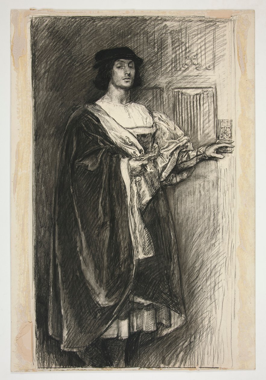 Rönesans kostümlü adam - (bir Shakespeare oyunu için tanımlanamayan resim?) by Edwin Austin Abbey