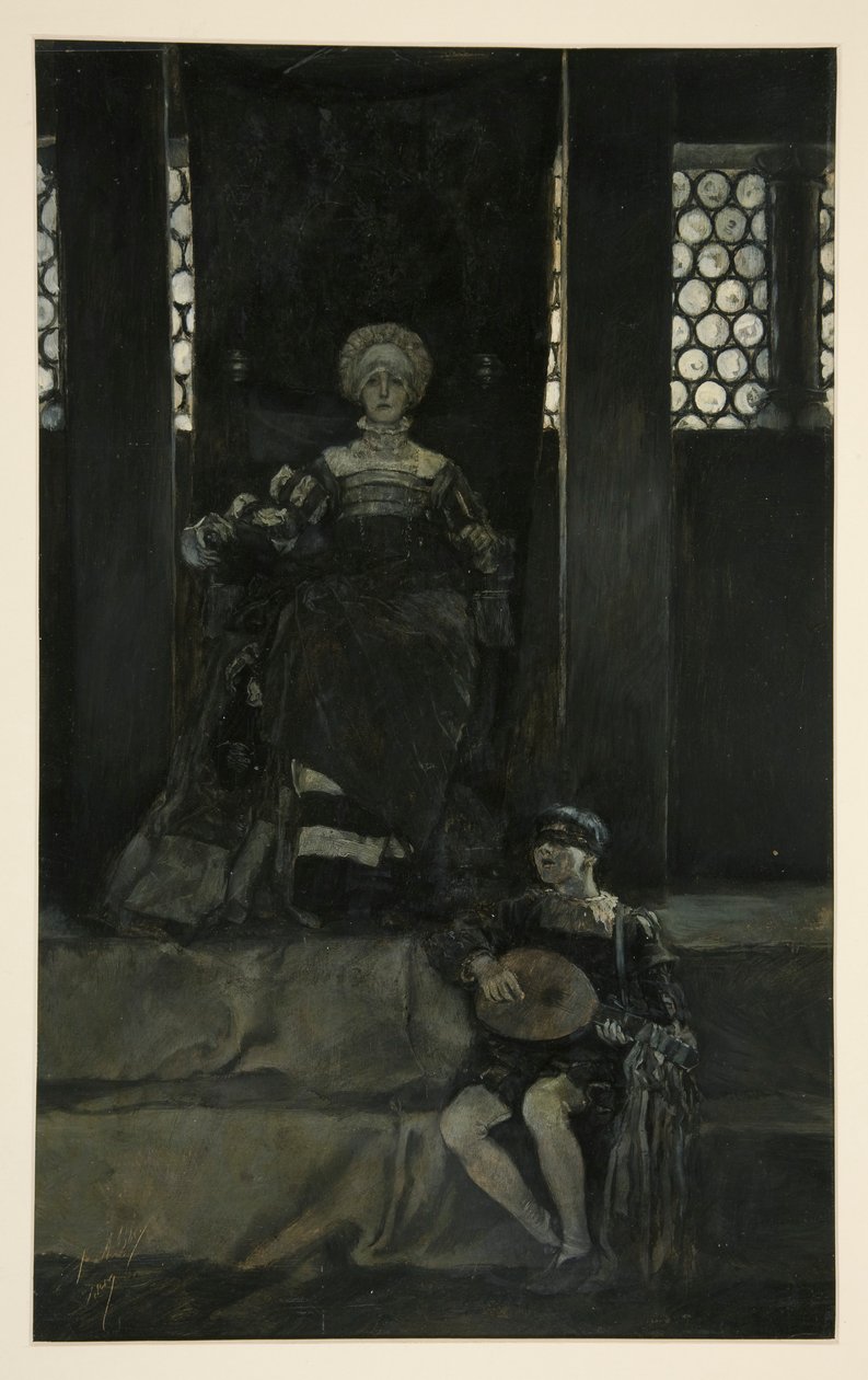 Mariana ve çocuk şarkı söylüyor - III. Perde, Sahne I, Ölçü Ölçüsü by Edwin Austin Abbey