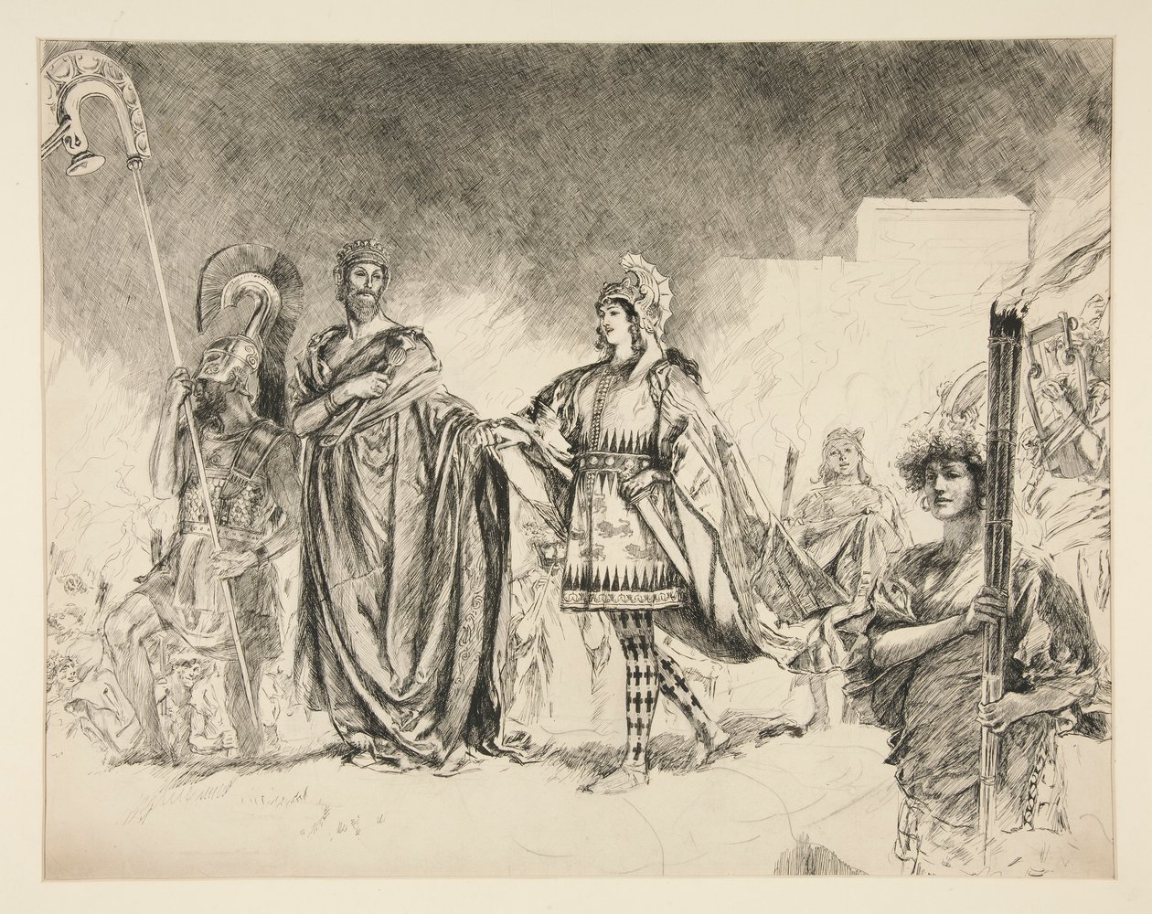Theseus ve Hippolyta'nın Evlilik Sabahı (.1036) - Bir Yaz Gecesi'nden Theseus'a Girin by Edwin Austin Abbey