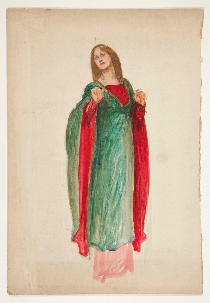 Ortaçağ hanımı, tanımlanamayan bir Shakespeare oyunu için kroki by Edwin Austin Abbey