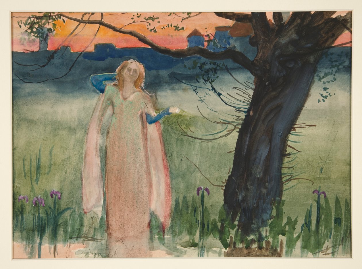 Dere kenarında Ophelia - Perde IV, Sahne VII, Hamlet by Edwin Austin Abbey