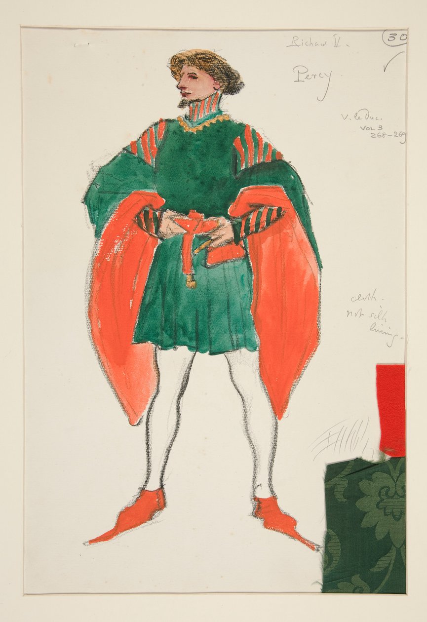 Percy, Henry Irving için kostüm çizimi by Edwin Austin Abbey