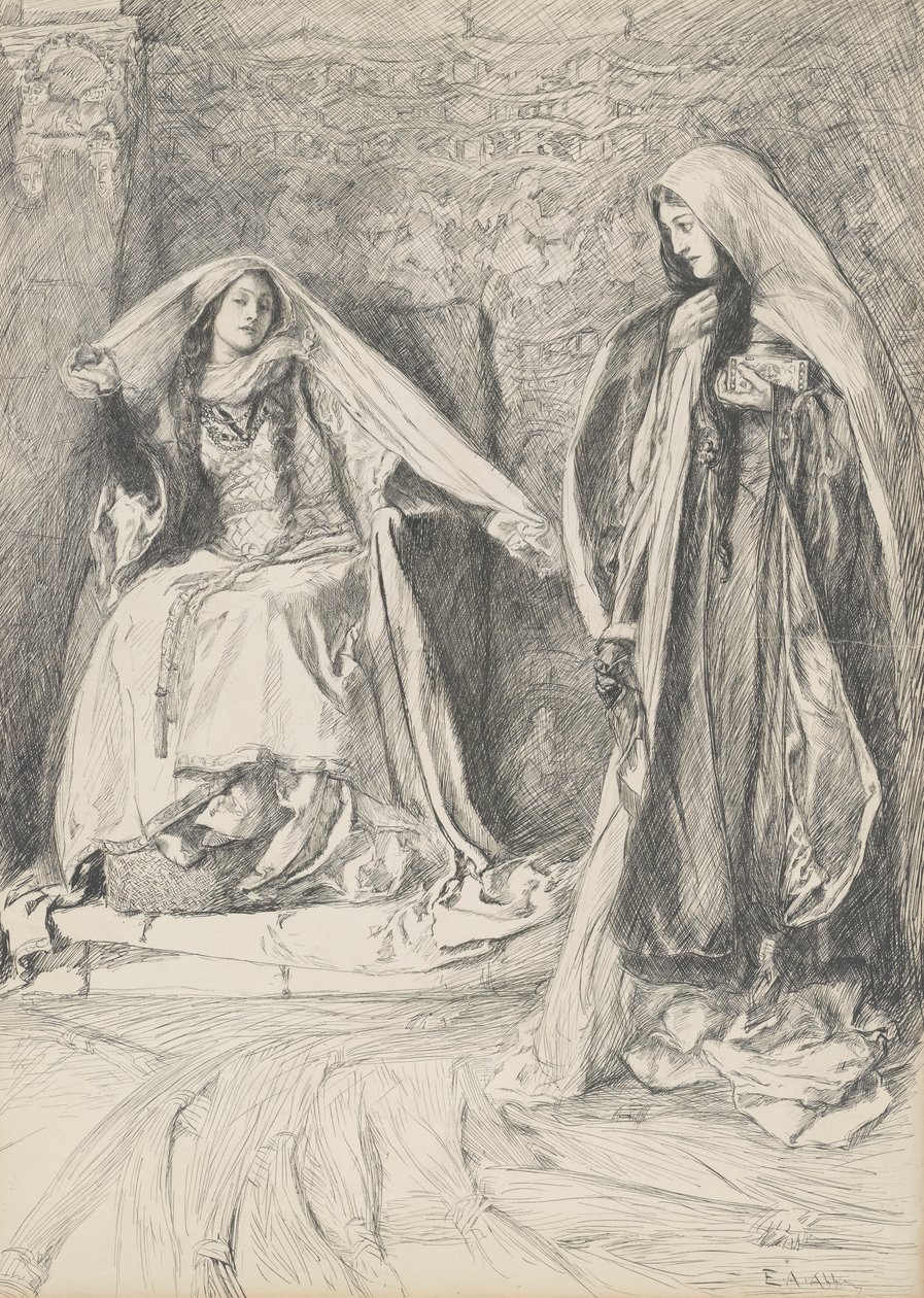 Rebecca ve Rowena, Ivanhoe için illüstrasyon by Edwin Austin Abbey