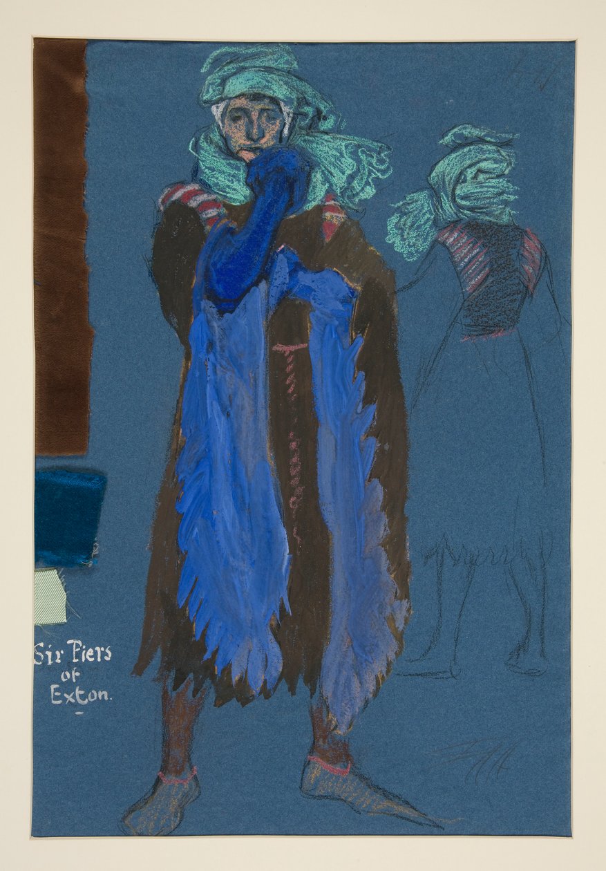 Six Piers of Exton, Henry Irving için kostüm çizimi by Edwin Austin Abbey