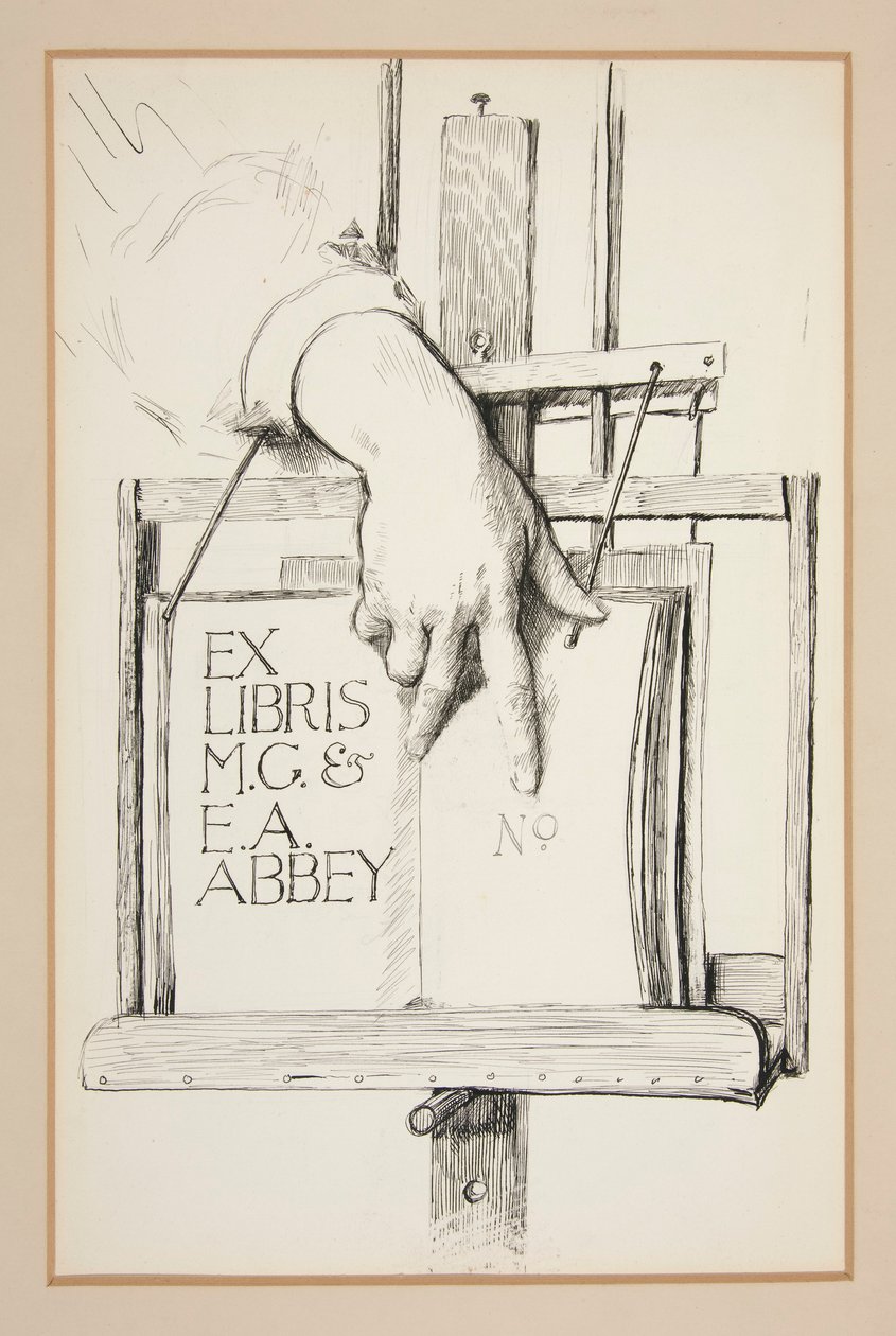 Eks Libris için Eskiz: M.G. & E.A. manastır by Edwin Austin Abbey