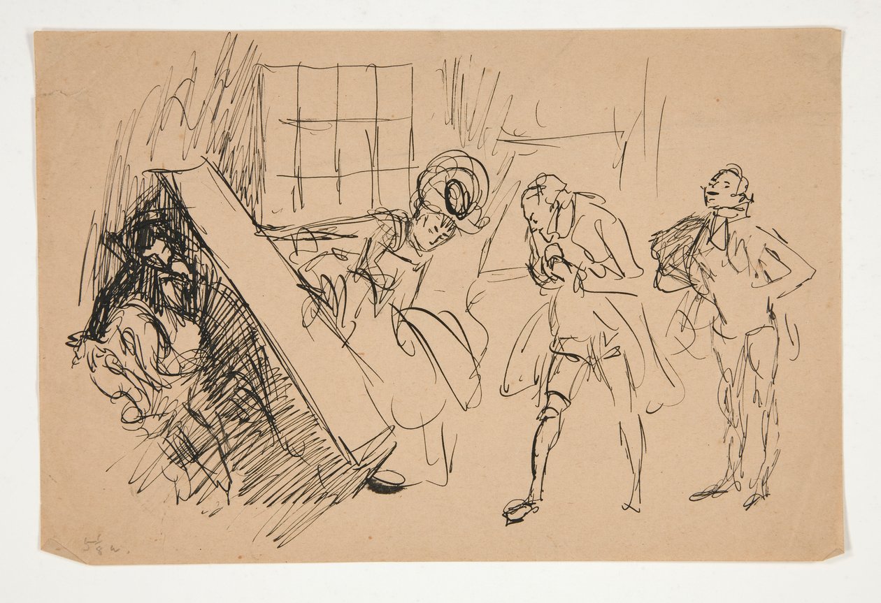 Skandal için Okul için Taslak, Scribner için illüstrasyon by Edwin Austin Abbey