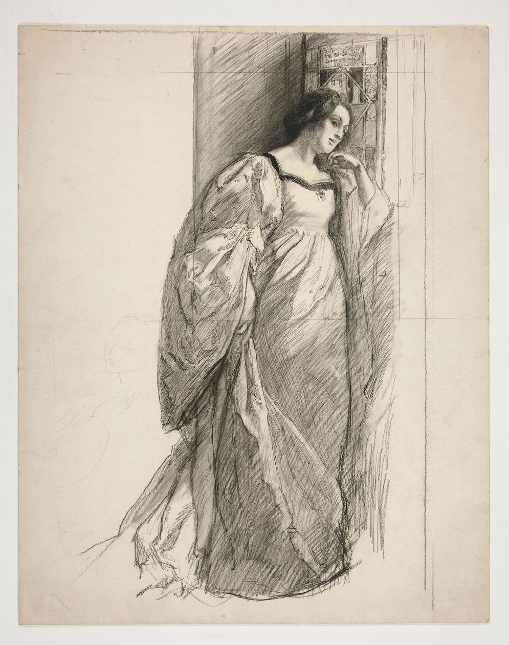 Bir bayanın çizimi, illüstrasyon için by Edwin Austin Abbey