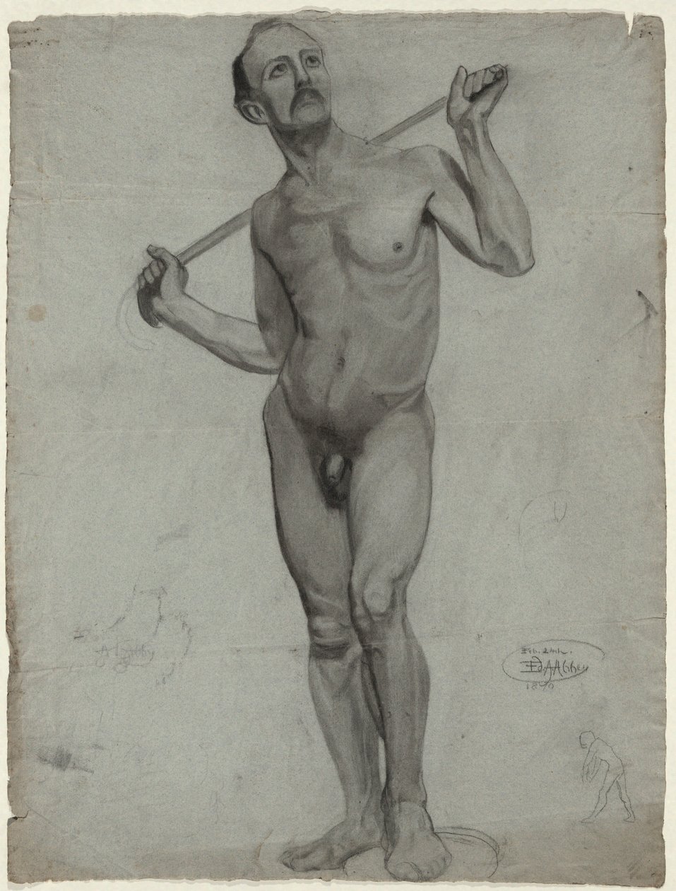Bir erkek çıplak kroki (stüdyo çizimi) by Edwin Austin Abbey