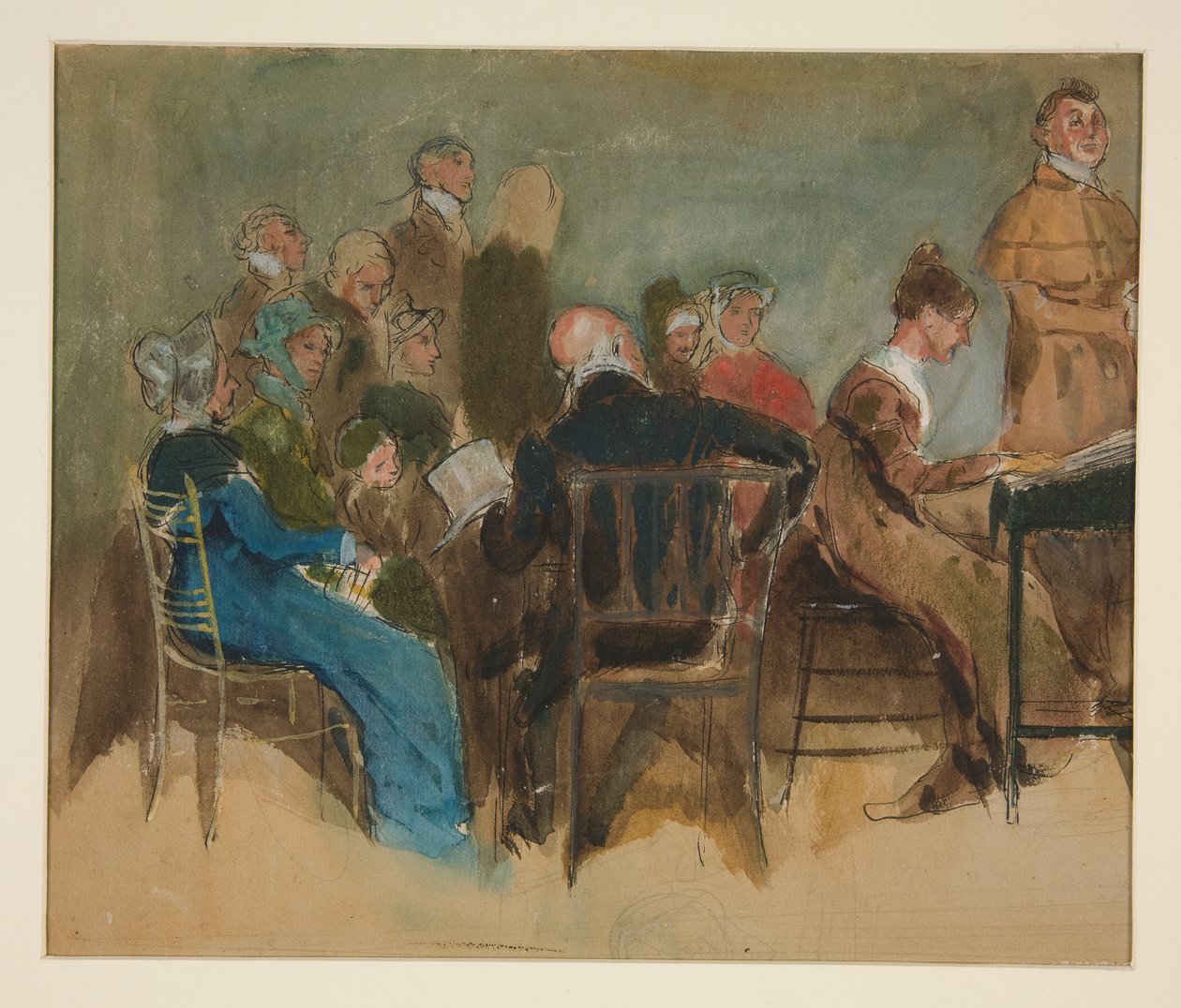 Bir iç mekanda kadınların çizimi - tanımlanamayan illüstrasyon by Edwin Austin Abbey