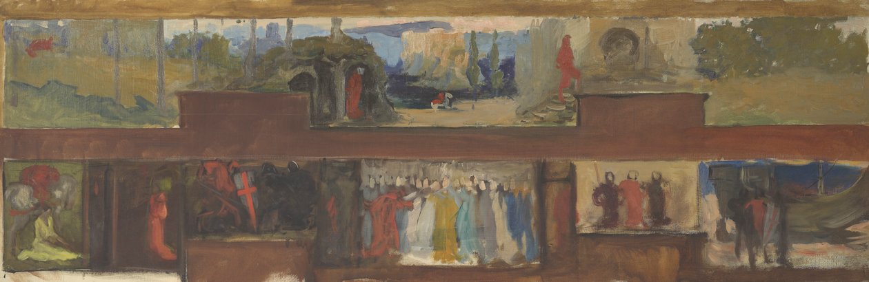 Kutsal Kâse Arayışı ve Başarısı için Çalışma, Kitap Dağıtım Odası, Boston Halk Kütüphanesi by Edwin Austin Abbey