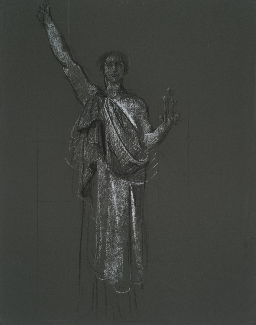 Alegorik Sanat figürü için çalışma, Pennsylvania eyalet başkenti binasının rotonunda rondel, Harrisburg, 1902-1911 by Edwin Austin Abbey