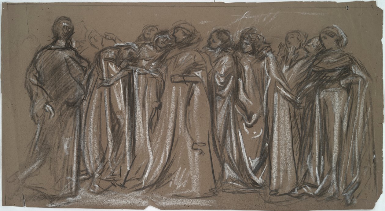 Tutsak erdemler için çalışma, şekil çalışması için by Edwin Austin Abbey