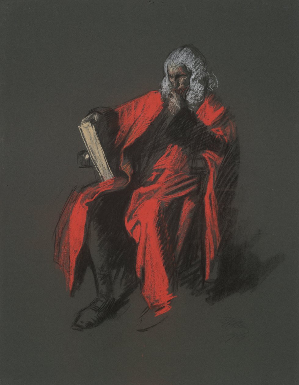 Baş Yargıç Thomas McKean figürü için çalışma, by Edwin Austin Abbey