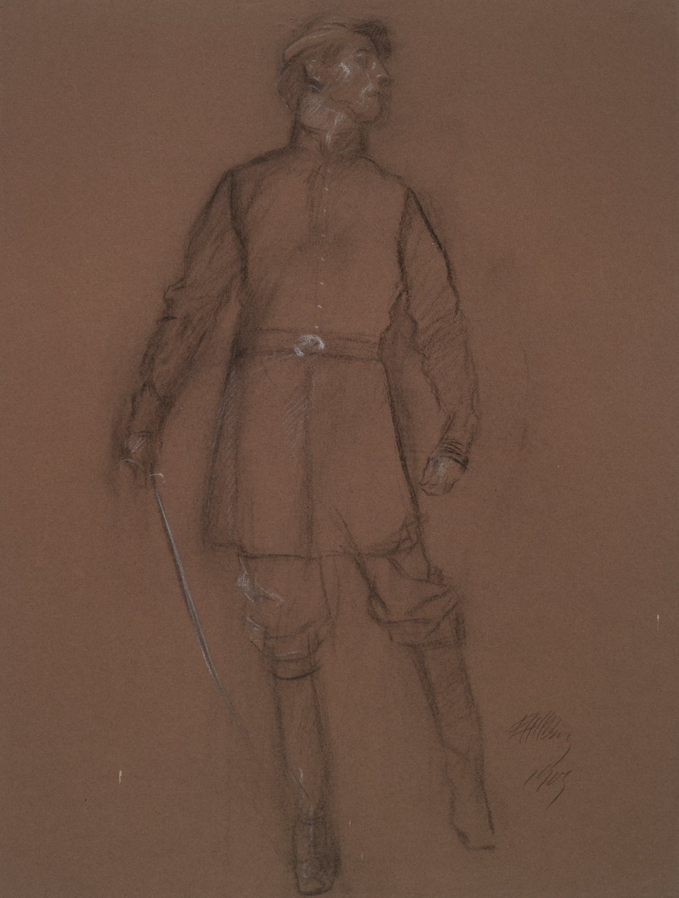 Bir İç Savaş Generali figürü için çalışma, by Edwin Austin Abbey