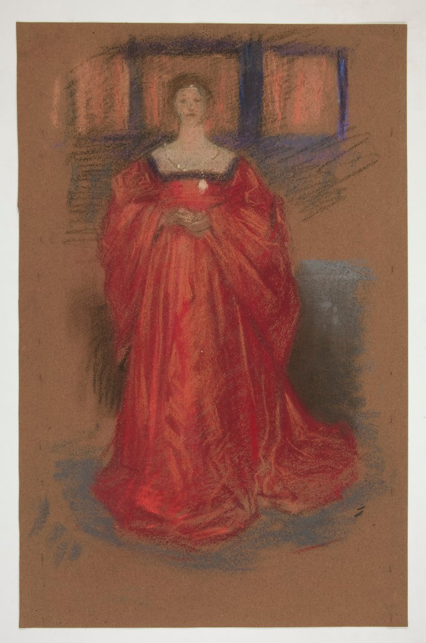 Rönesans kostümlü bir kadının incelenmesi - (bir Shakespeare oyunu için tanımlanamayan resim?) by Edwin Austin Abbey