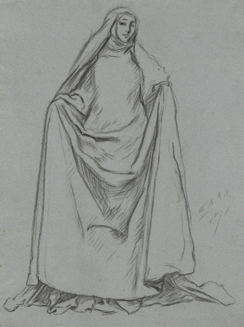 Kadın figürü çalışması (versi: erkek figürü) by Edwin Austin Abbey