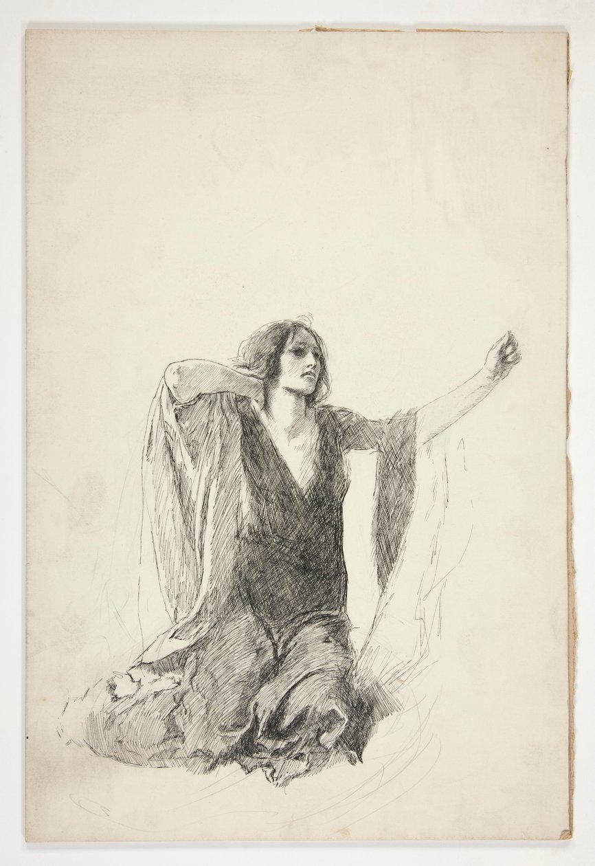 Diz çökmüş kadın çalışması, muhtemelen mezar sahnesinde Juliet için bir çalışma, by Edwin Austin Abbey