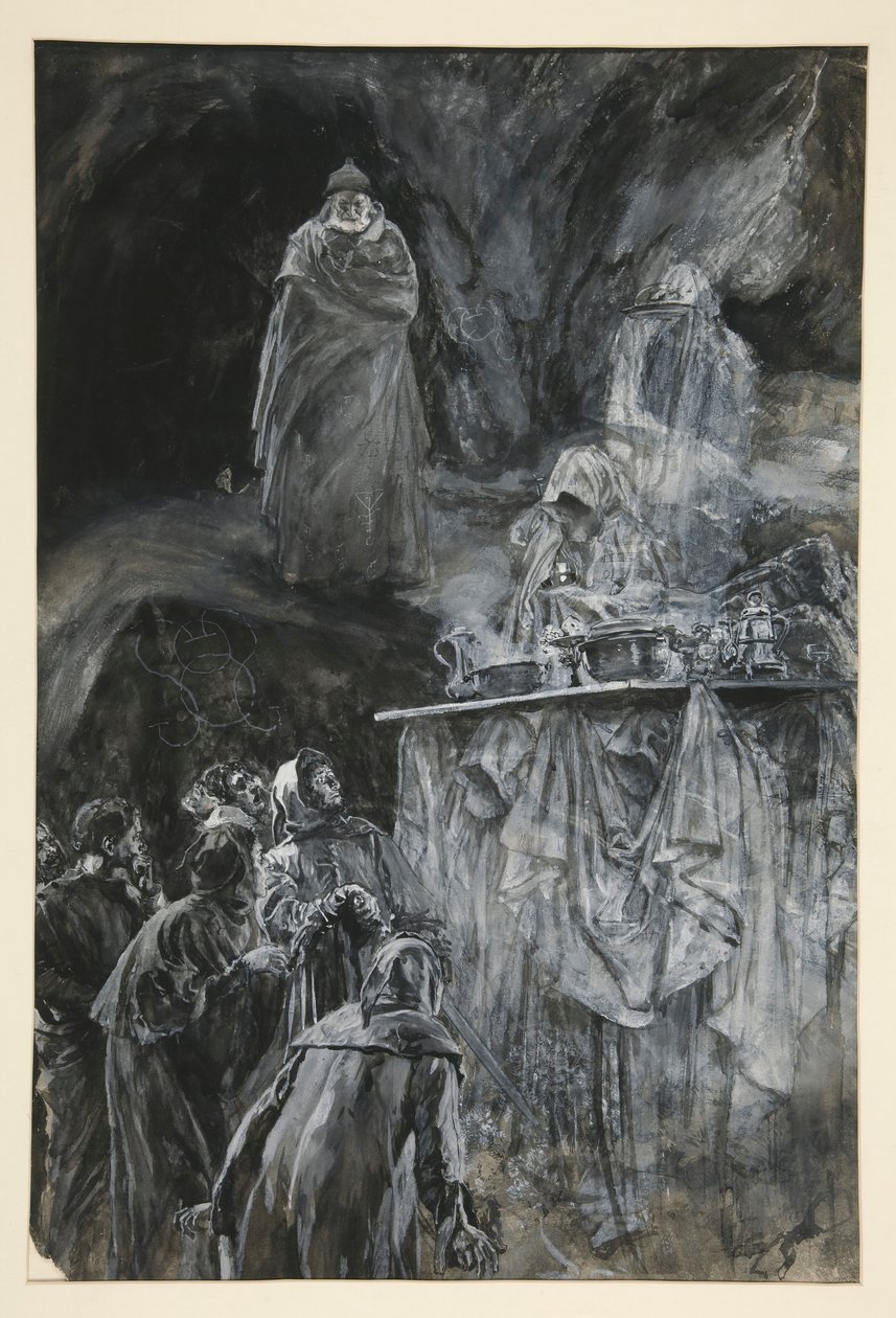Ziyafet, III. Perde, Sahne iii, Fırtına için illüstrasyon by Edwin Austin Abbey