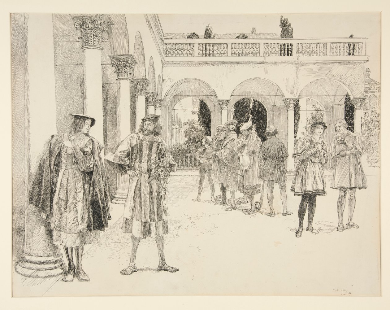 Saray Mahkemesi, IV. Perde, Sahne ii, Veronalı İki Beyefendiden by Edwin Austin Abbey