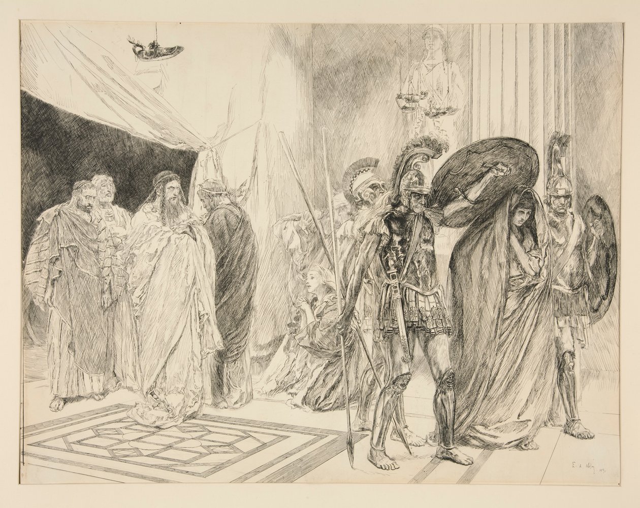 Kraliçenin Hapsedilmesi - II. Perde, Sahne I, Kış by Edwin Austin Abbey