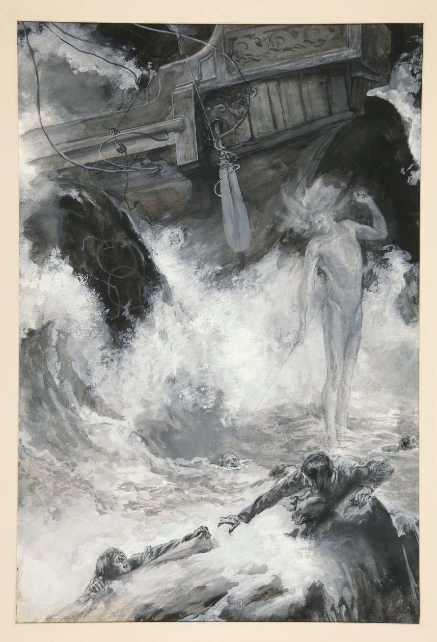 Gemi Enkazı, I. Perde, I. Sahne, Fırtına için illüstrasyon by Edwin Austin Abbey