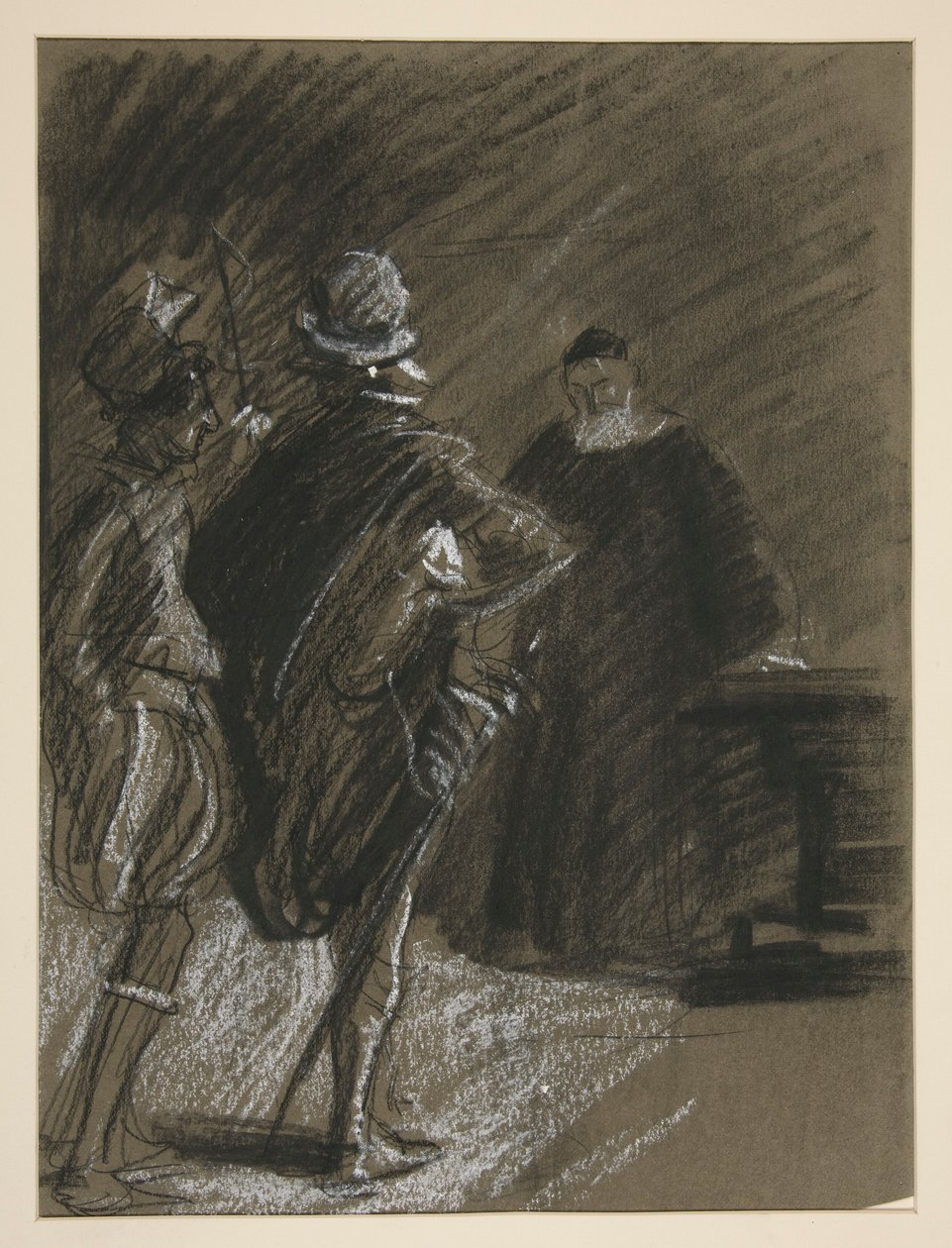 Üç adam, Hırçın Evcilleştirme (?) by Edwin Austin Abbey