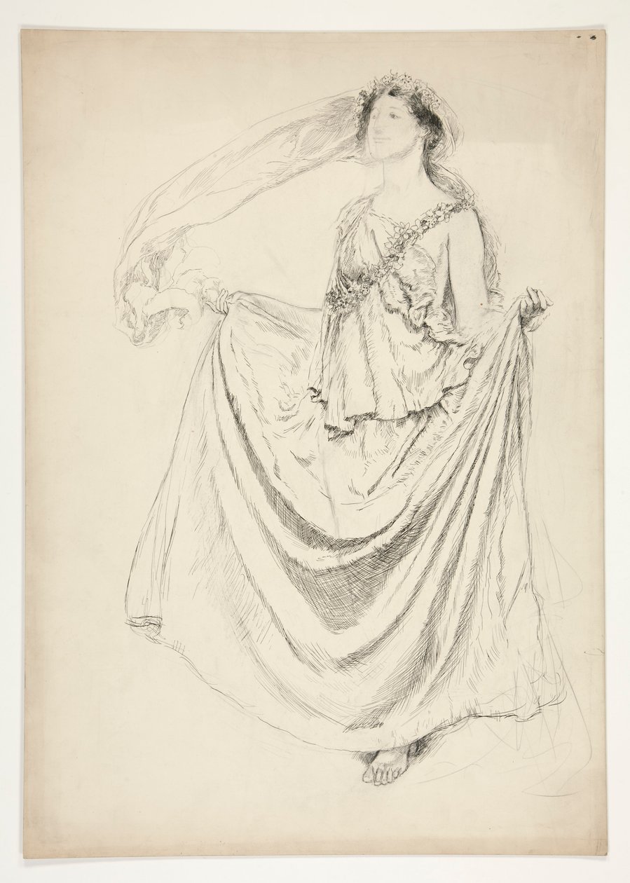 Toga çelenkli kadın, tanımlanamayan bir Shakespeare oyunu için eskiz by Edwin Austin Abbey