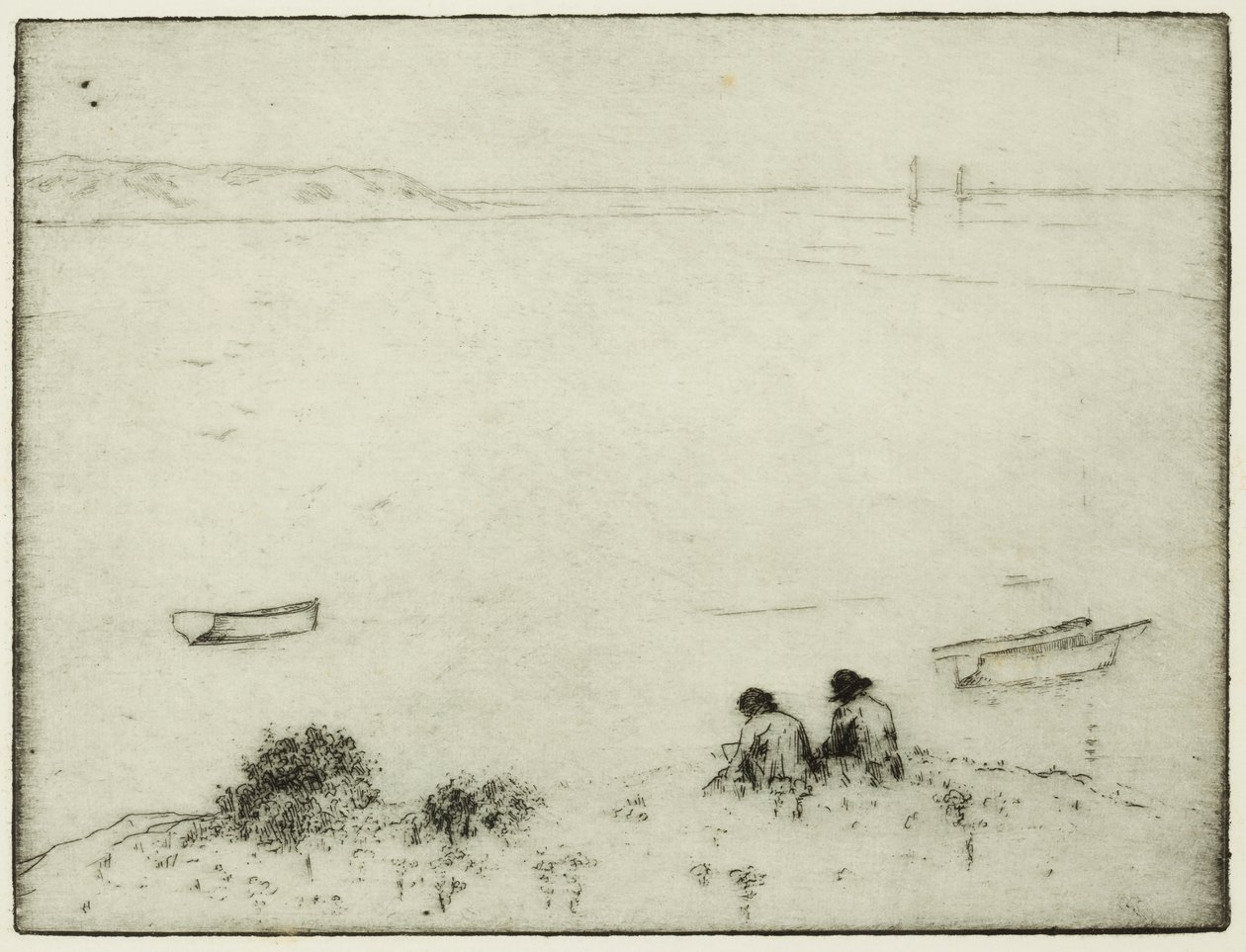 Deniz Kenarında Eskiz (gravür) by Edwin Butler Bayliss