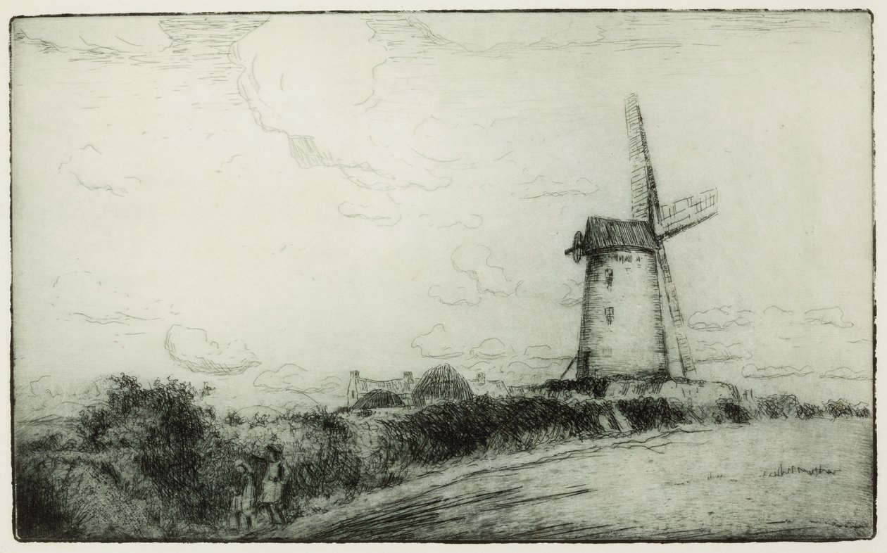 Yel Değirmeni (gravür) by Edwin Butler Bayliss