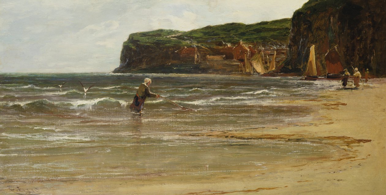 Kadın Karidesli Sahil Manzarası, 1900 civarı by Edwin Ellis