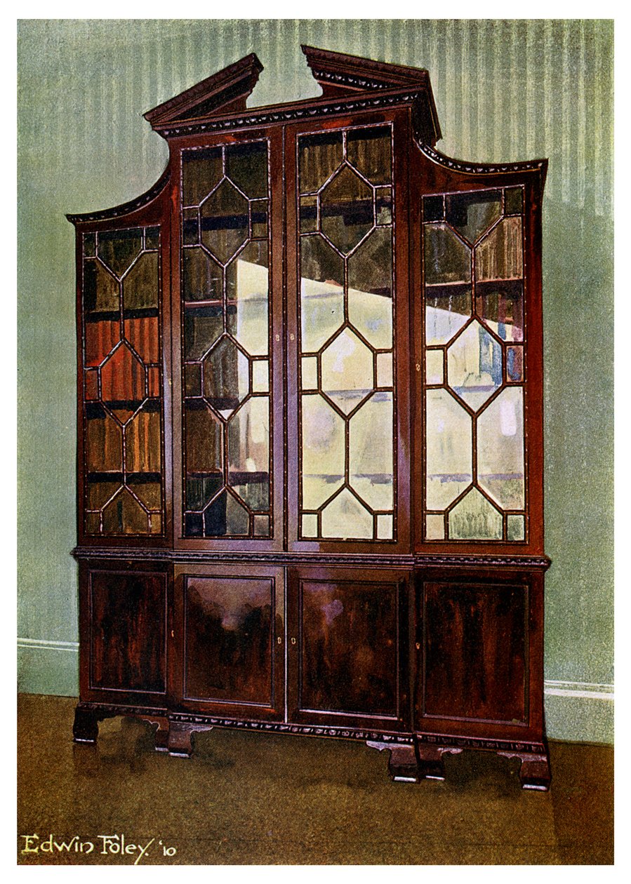 Oyma Chippendale kütüphane kitaplığı, 1911-1912. by Edwin Foley