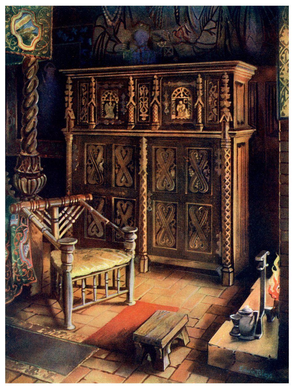 Kings Room Oxburgh Hall, Norfolk, 1910. by Edwin Foley