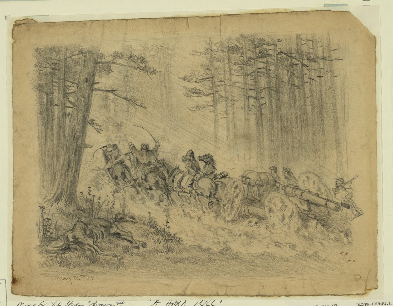 Fırtınalı bir yürüyüş--(Topçu)--Spotsylvania Court House Özet/orta by Edwin Forbes