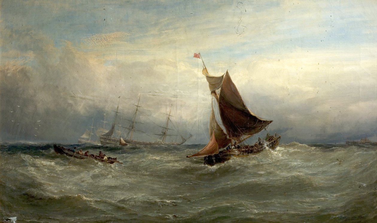 Oostende Açıklarında Fırtınada Tekneler, Belçika, 1875 by Edwin Hayes