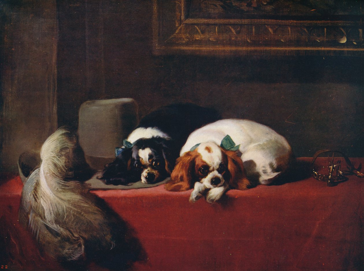 Kral Charles Spaniels Cavaliers Evcil Hayvanları, 1845, c1915 by Edwin Landseer