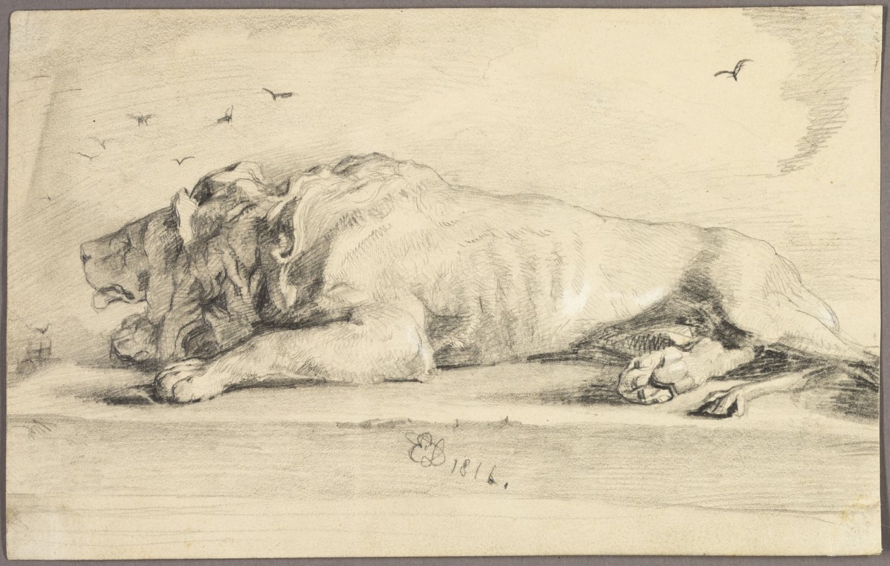 uzanmış aslan by Edwin Henry Landseer