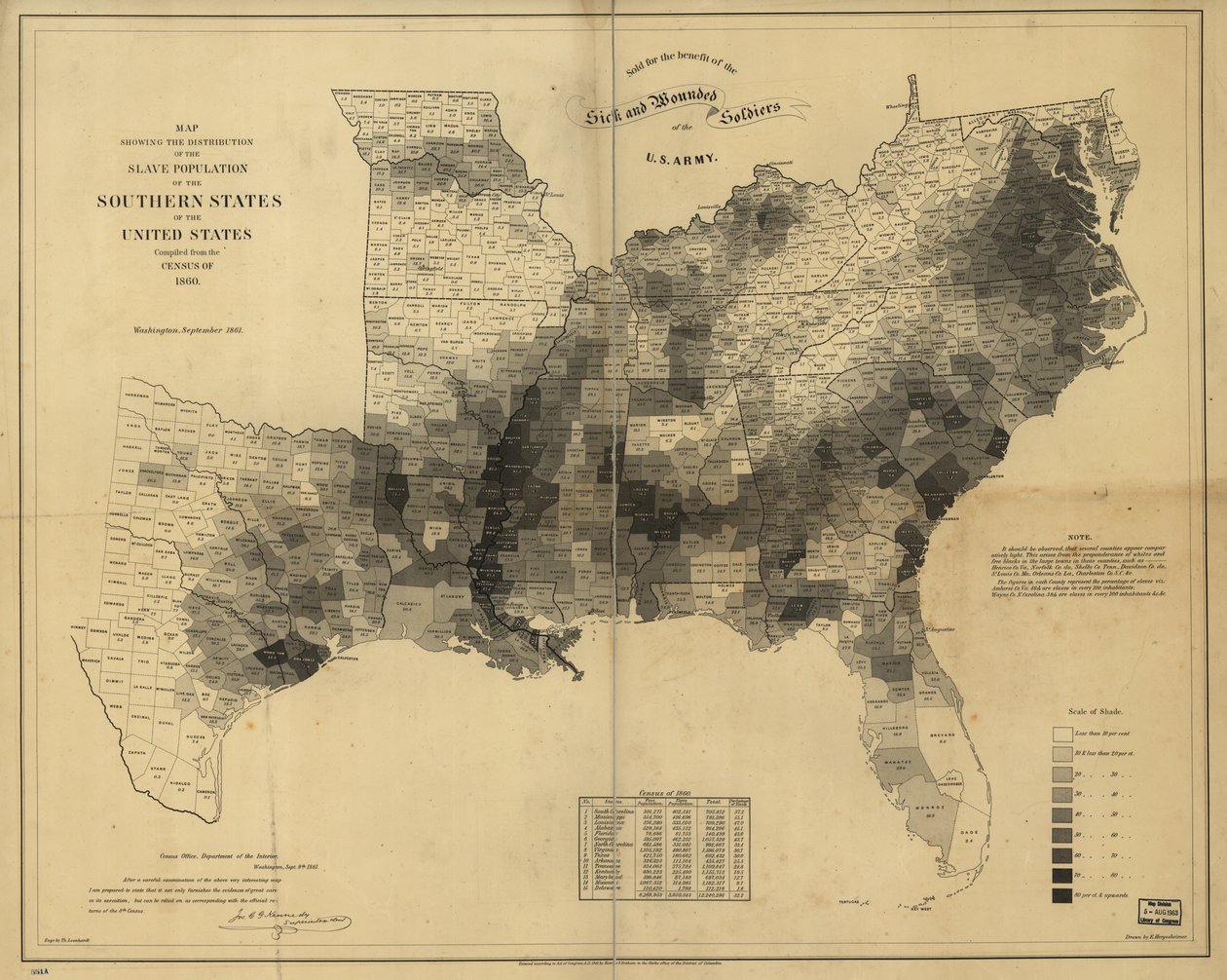 1860 nüfus sayımından derlenen, Amerika Birleşik Devletleri