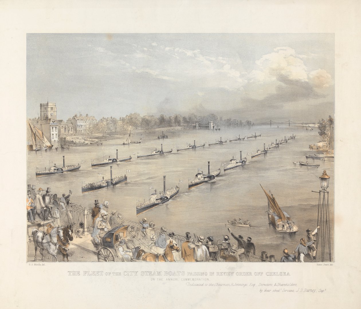 Şehrin Filosu Buharlı Tekneler, Londra Yıllık Anma Töreninde Chalsea Açıklarında İnceleme Sırasında Geçiyor by Edwin Jewitt