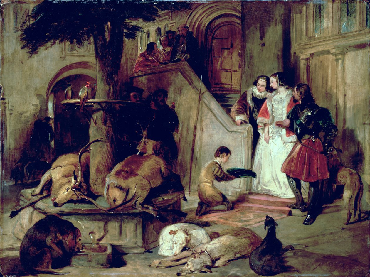 Eski zamanlarda bir avlu by Edwin Landseer