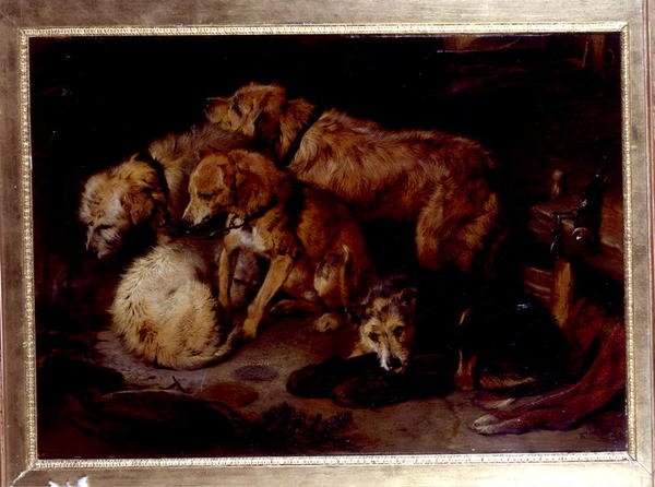 Şömine Partisi (tuval üzerine yağlı boya) by Edwin Landseer